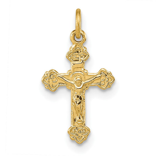 Colgante de Crucifijo Hueco INRI en Oro Amarillo de 14k