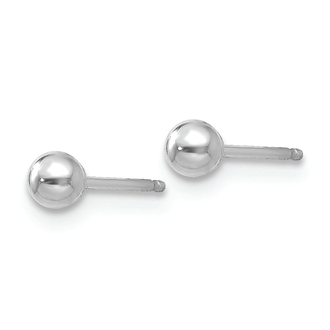 Pendientes de Bola Pulida de Oro Blanco de 14k de 3 mm