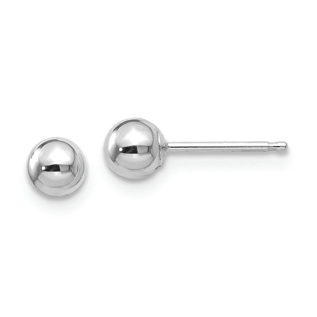 Pendientes de Post con Bola Pulida de 4 mm en Oro Blanco de 14k