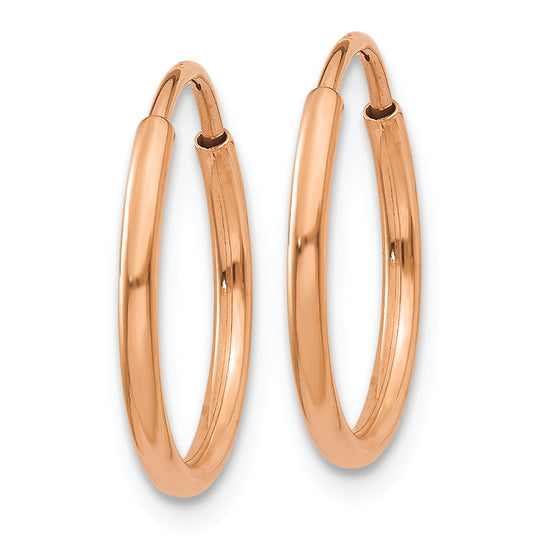 Pendientes de Aro Sin Fin en Oro Rosa de 14K, Pulidos de 1.2 mm