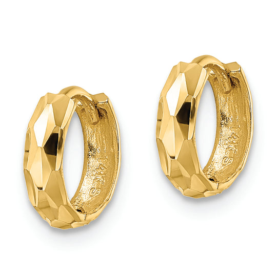 Aros Articulados de Oro Amarillo de 14k con Corte Diamante (D/C)