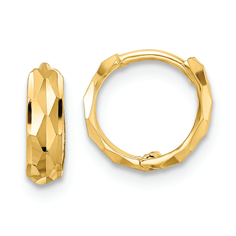 Aros Articulados de Oro Amarillo de 14k con Corte Diamante (D/C)