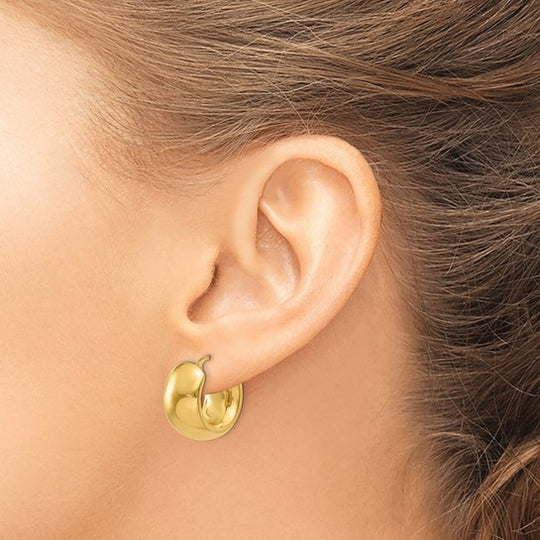 Pendientes de Aro Anchos y Abombados en Oro Amarillo de 14K