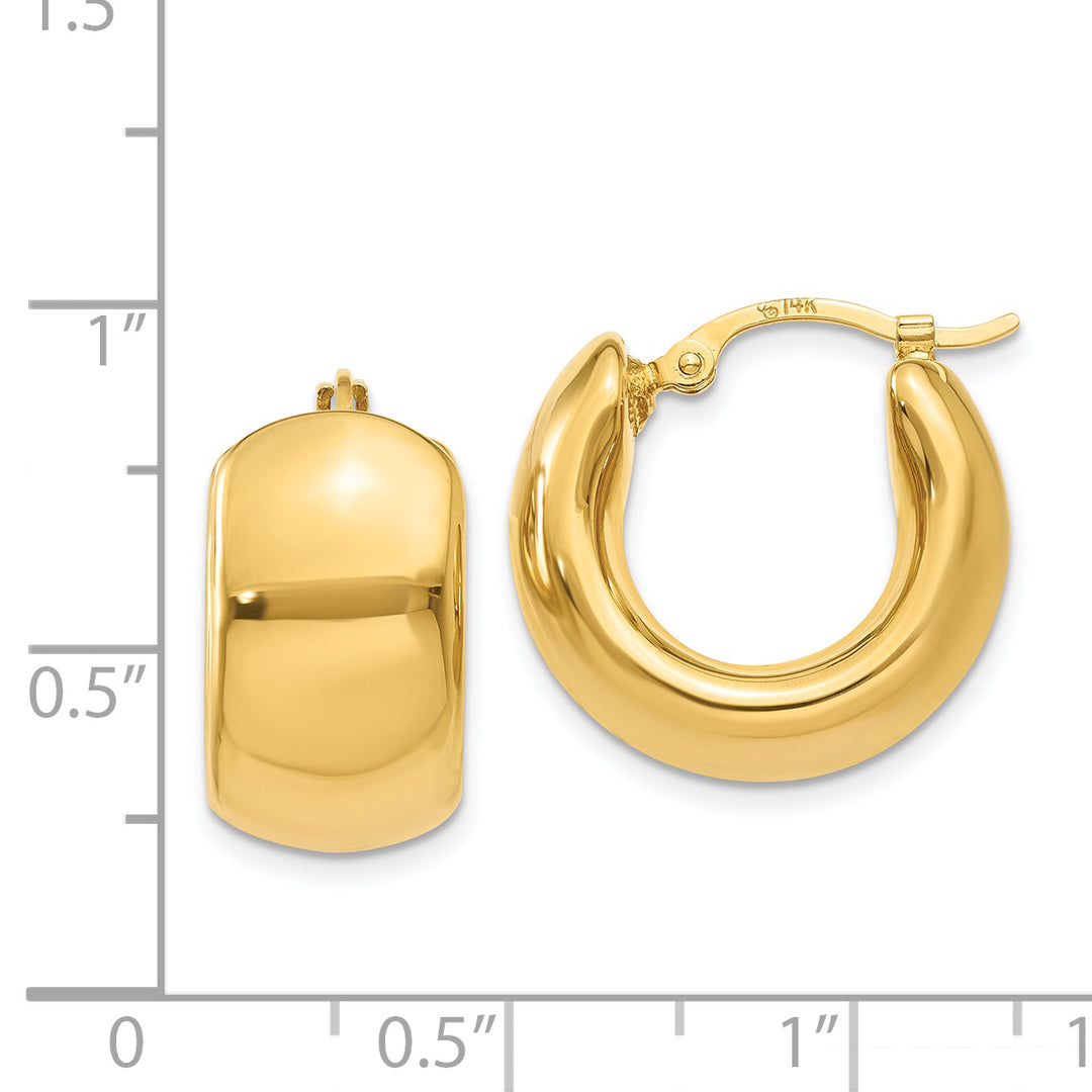 Pendientes de Aro Anchos y Abombados en Oro Amarillo de 14K