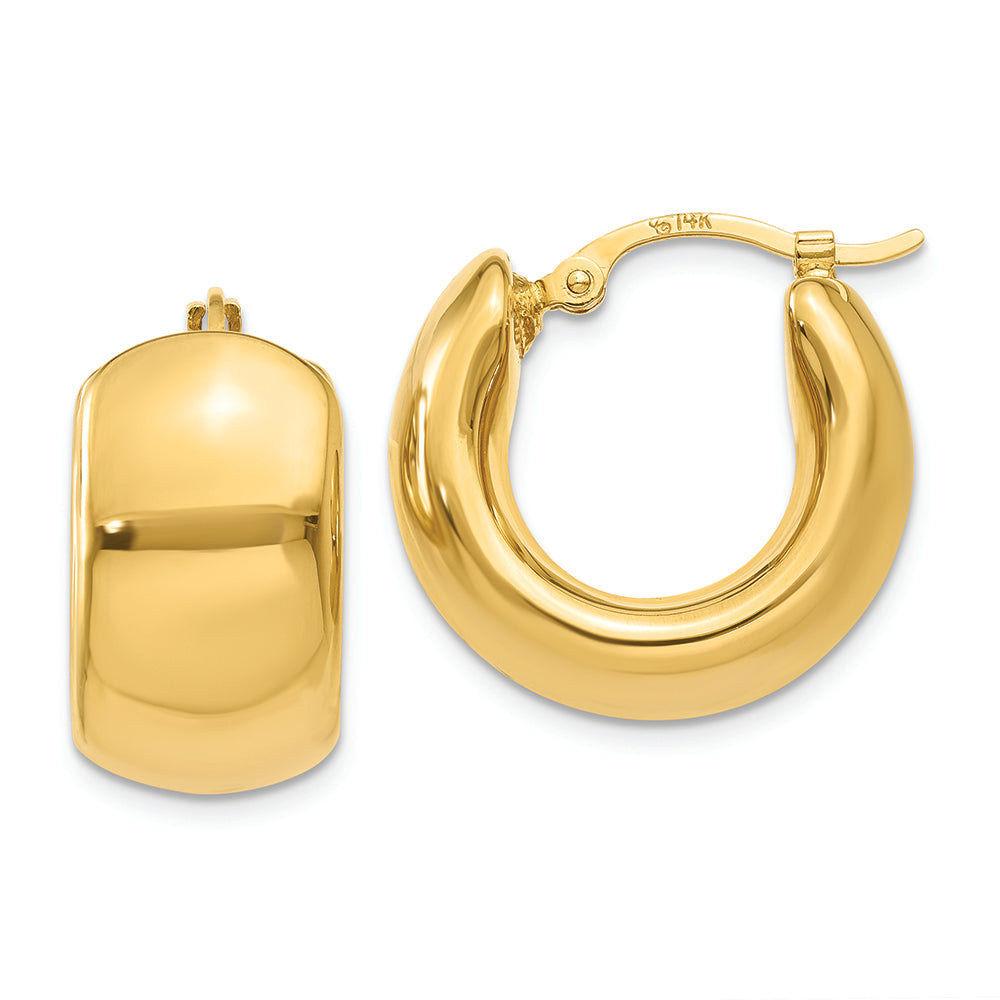 Pendientes de Aro Anchos y Abombados en Oro Amarillo de 14K