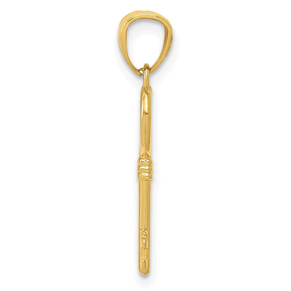 Dije de Llave Corazón 3D en Oro Amarillo Pulido de 14K