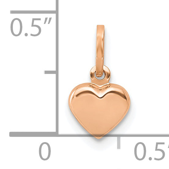 Colgante Corazón 3D en Oro Rosa de 14K Pulido