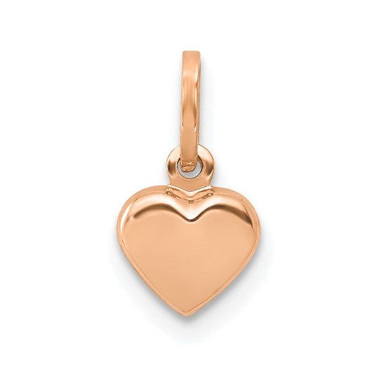 Colgante Corazón 3D en Oro Rosa de 14K Pulido