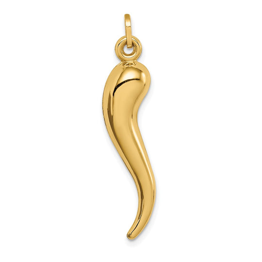 Dije Hollow 3D Cuerno Italiano 14K