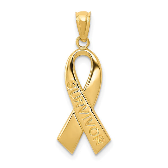 Colgante de Listón SURVIVOR Pulido de 14k Oro Amarillo