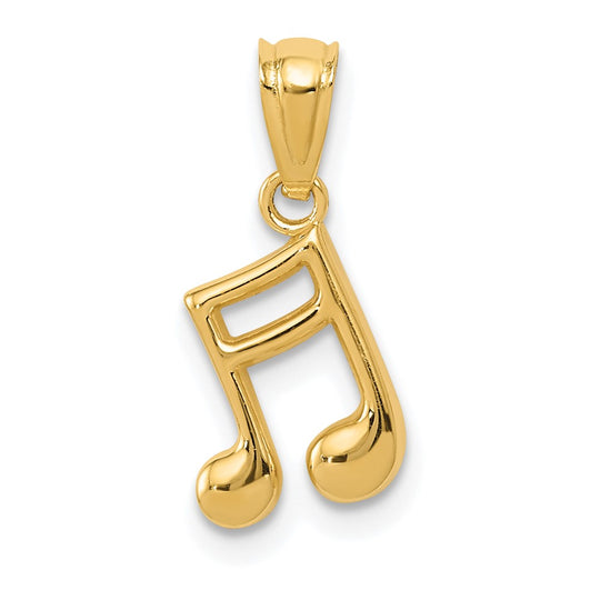 Colgante de Nota Musical Pulido de 14k