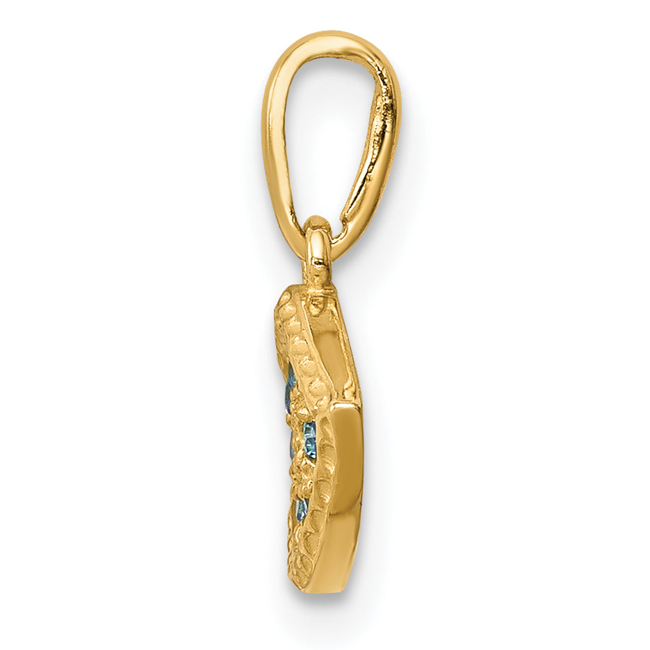 Dije Ojo con CZ Azul en Oro de 14k