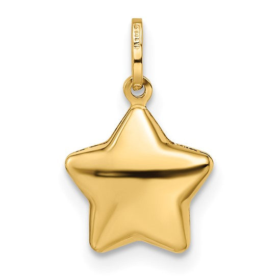 Dije Estrella Pufada Pulida en Oro Amarillo 14K