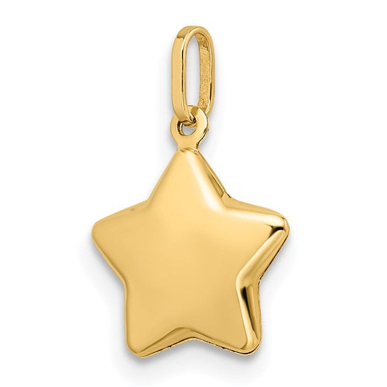 Dije Estrella Pufada Pulida en Oro Amarillo 14K