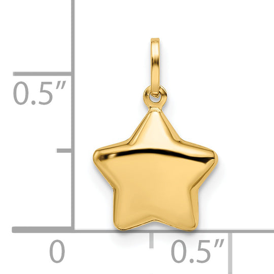 Dije Estrella Pufada Pulida en Oro Amarillo 14K