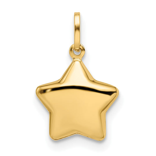 Dije Estrella Pufada Pulida en Oro Amarillo 14K