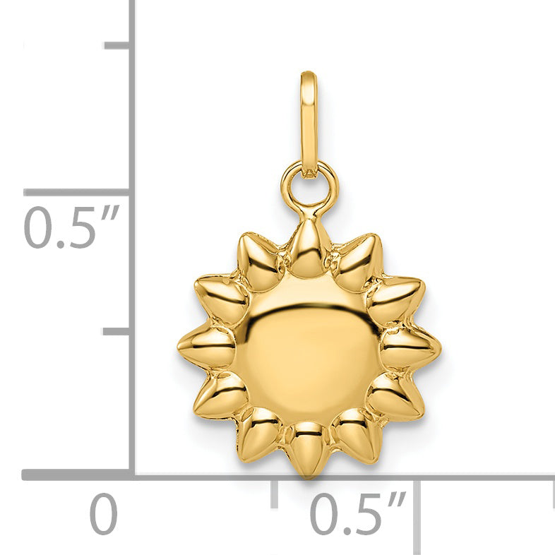 Colgante de sol inflado pulido de 14k