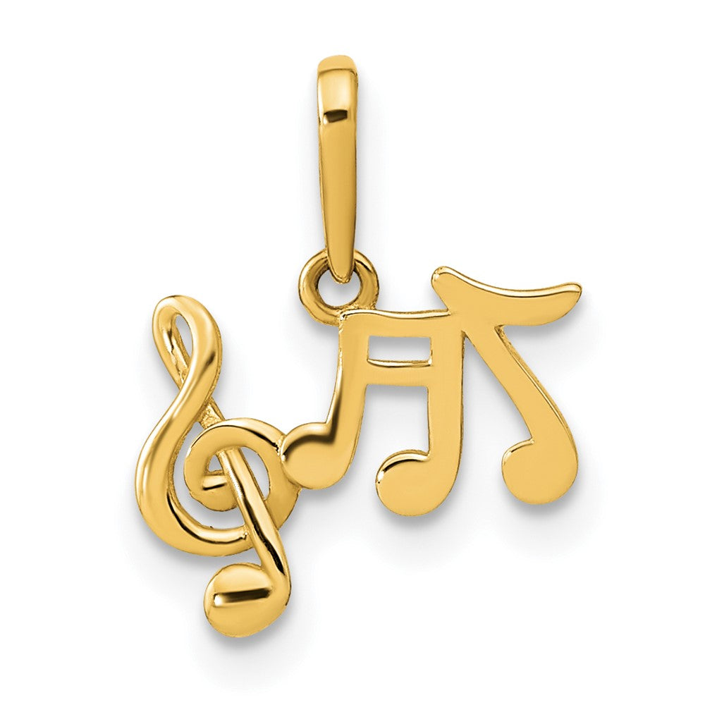 Colgante de Notas Musicales Pulidas en Oro Amarillo de 14k