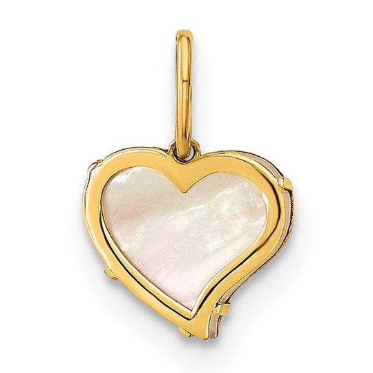 Colgante de Corazón con Madreperla en Oro Amarillo de 14k Pulido