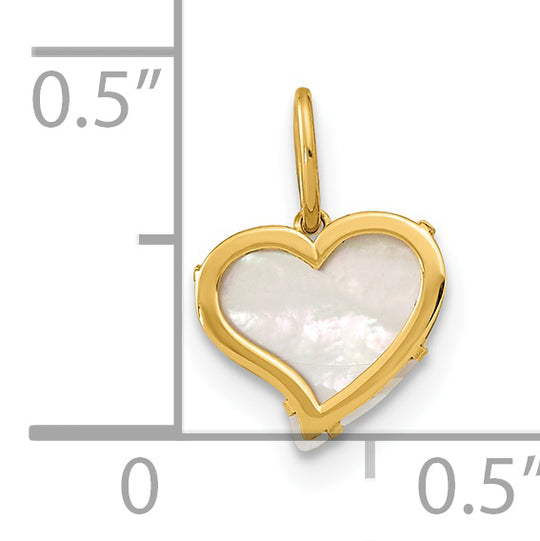 Colgante de Corazón con Madreperla en Oro Amarillo de 14k Pulido