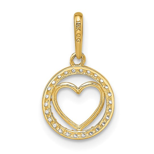 Colgante de Corazón con Circonia Cúbica en Oro Amarillo de 14K