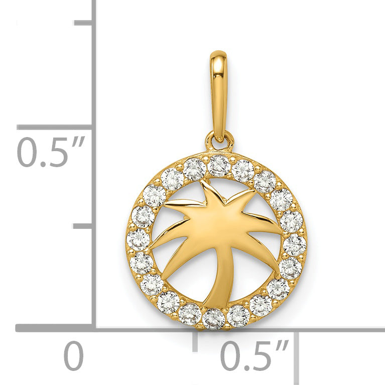 Colgante de Palma con CZ en Oro 14K