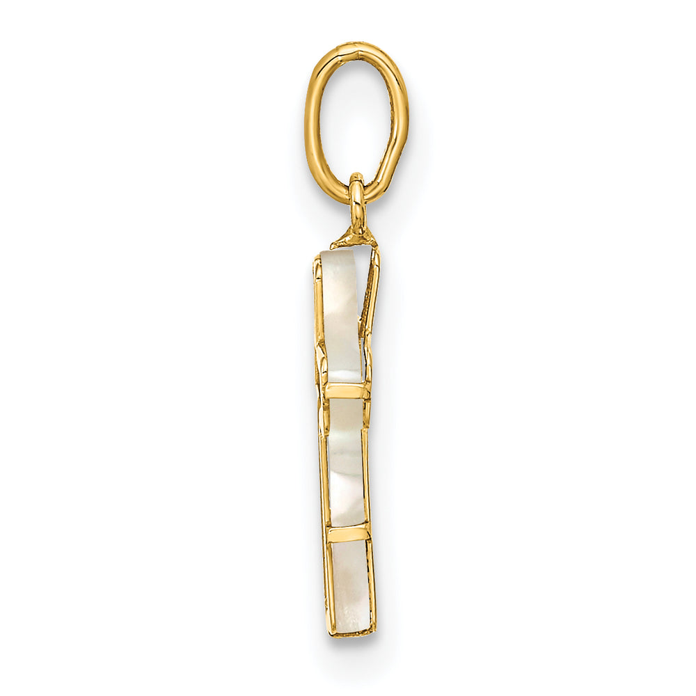 Colgante Cruz de Madreperla Pulida en Oro Amarillo 14K