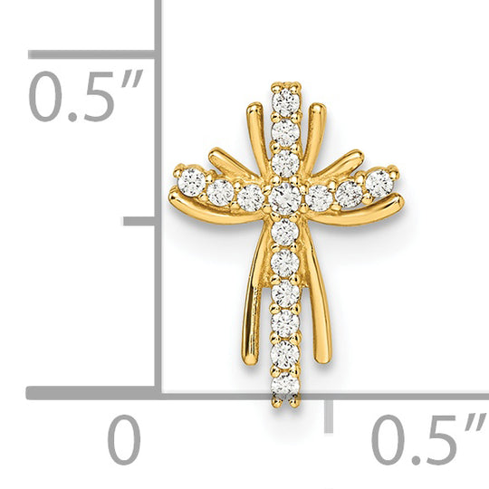 Colgante Deslizante de Cruz con Circonia Cúbica en Oro Amarillo de 14k