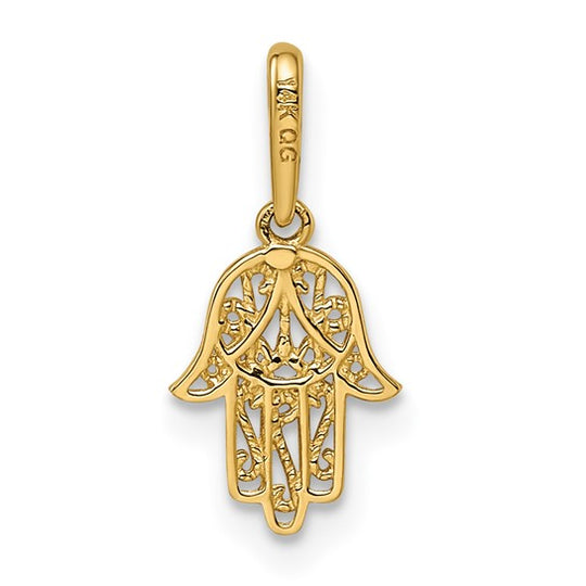 Dije Hamsa en Oro de 14k Pulido