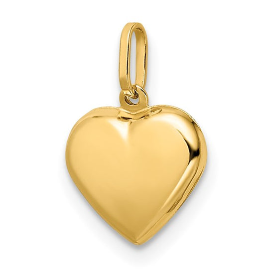 Colgante de corazón inflado pulido de 14k