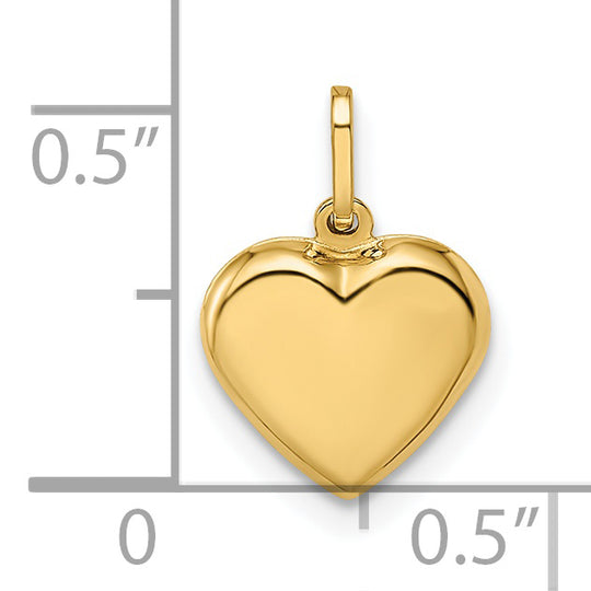 Colgante de corazón inflado pulido de 14k