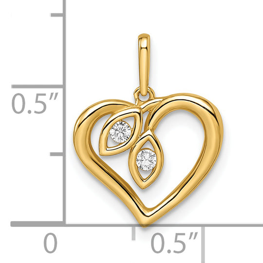 Colgante 14k CZ Corazón en Oro Amarillo