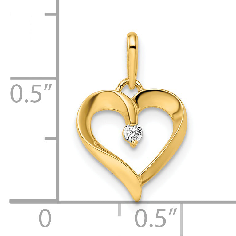 Dije Corazón con Zirconia Cúbica (CZ) en Oro 14K