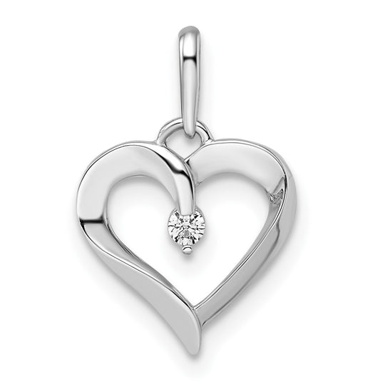 Colgante de Corazón con Circonia Cúbica en Oro Blanco de 14K