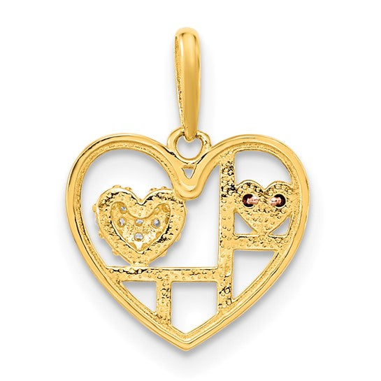 Colgante Corazón Bicolor con Circonitas Cúbicas (CZ) de 14K