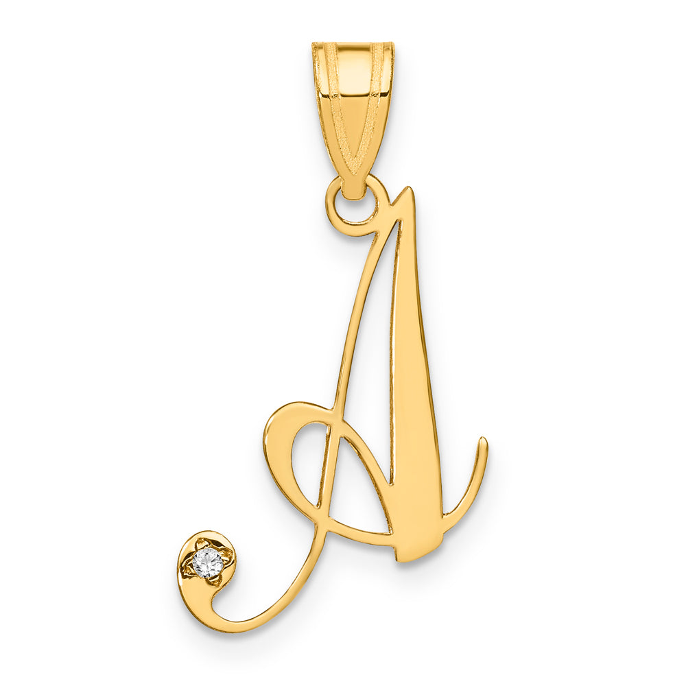 Colgante Inicial "A" en Oro Amarillo de 14k con Diamante