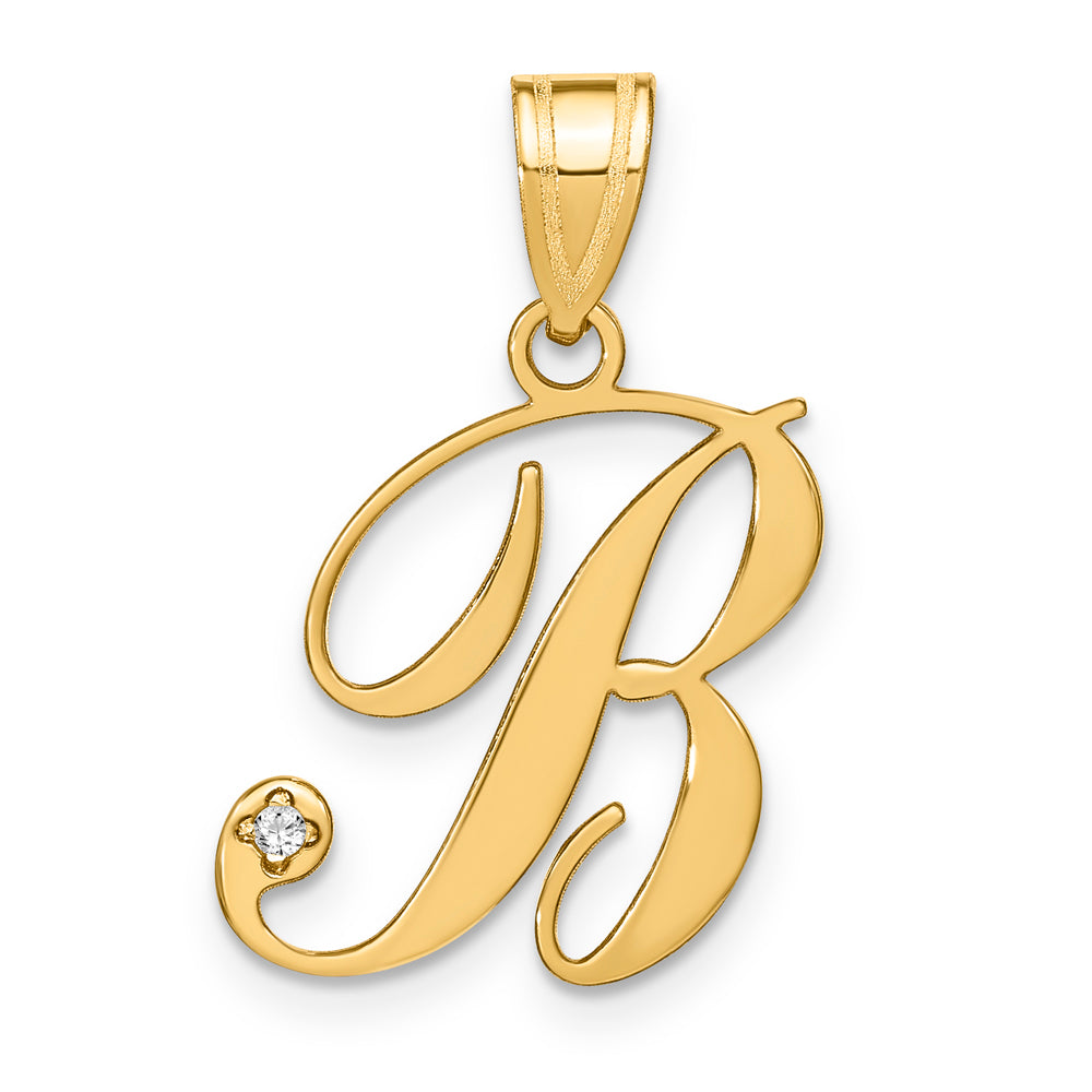 Colgante Inicial Letra B en Oro Amarillo de 14k con Diamante