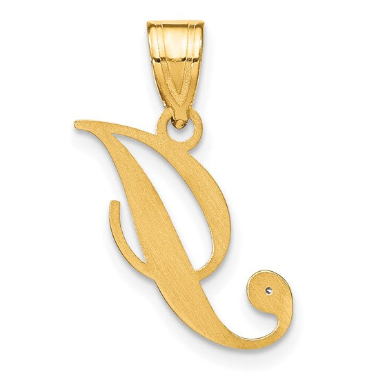 Dije Inicial "I" en Letra Estilo Script en Oro Amarillo de 14K con Diamante