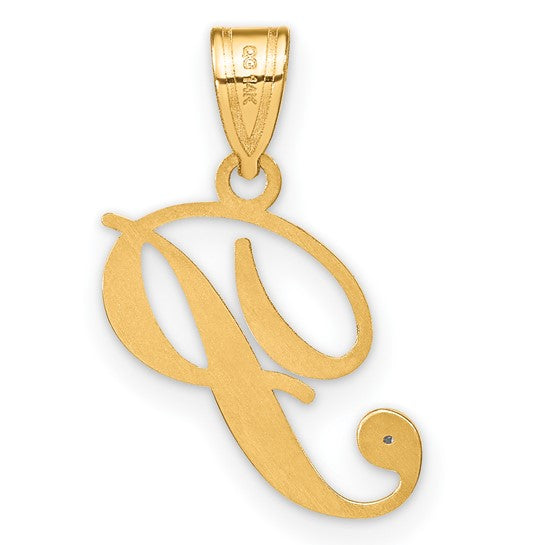 Dije Inicial "P" en Cursiva con Diamante en Oro Amarillo de 14k