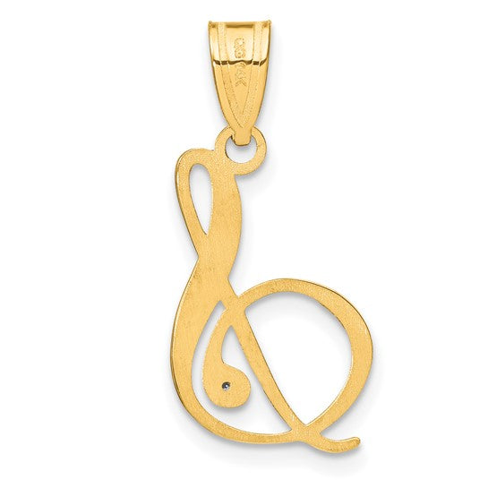 Colgante de Oro Amarillo de 14k con la Inicial "S" en Estilo Script y Diamante