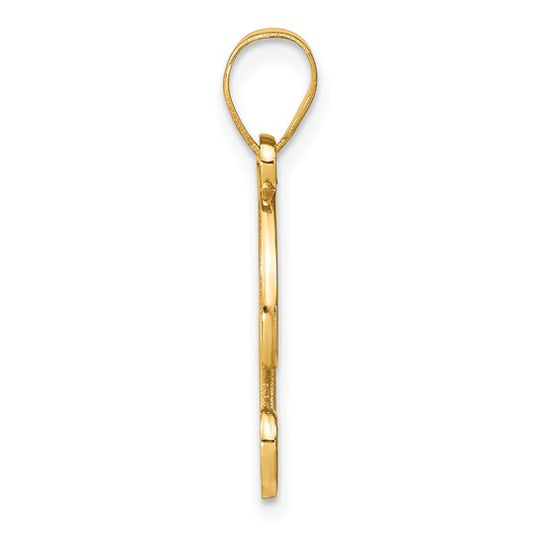 Colgante de Inicial "T" en Oro Amarillo de 14k con Diamante