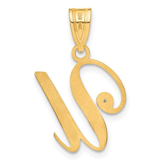 Colgante de Inicial "U" en Oro Amarillo de 14k con Diamante