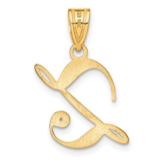 Dije Inicial "Z" Estilo Cursivo con Diamante en Oro Amarillo de 14k