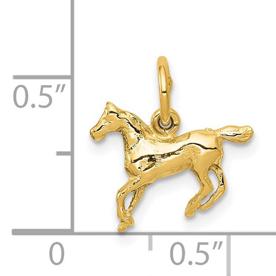 Dije de Caballo Pulido en Oro Amarillo 14K