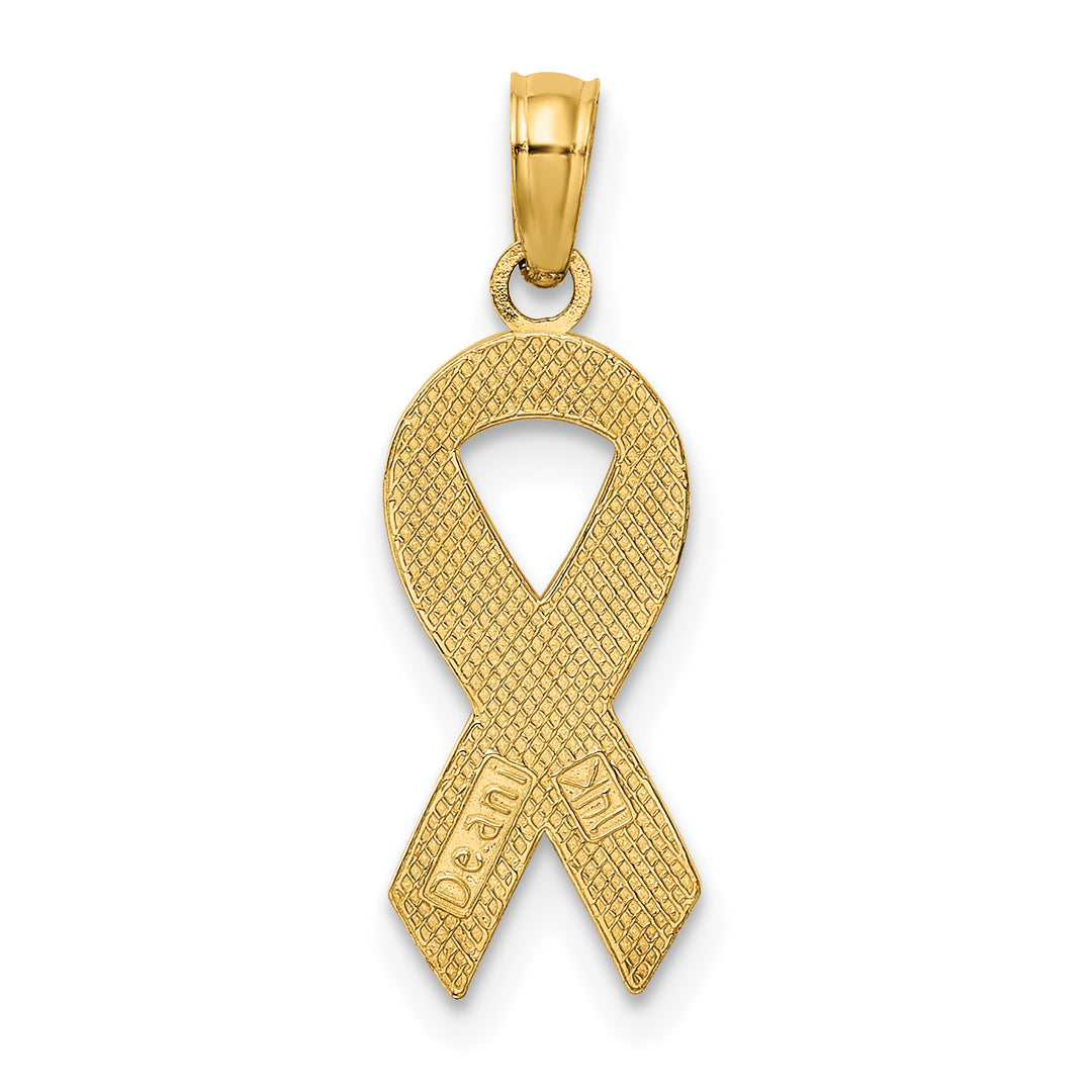 Colgante de Listón de Conciencia Esmaltado en Rosa de 14k Oro Amarillo