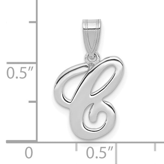 Colgante con la Inicial "C" en Oro Blanco de 14k con Estilo Script