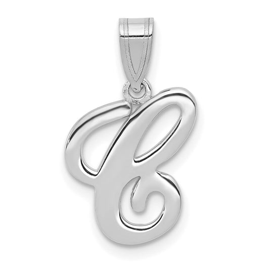 Colgante con la Inicial "C" en Oro Blanco de 14k con Estilo Script