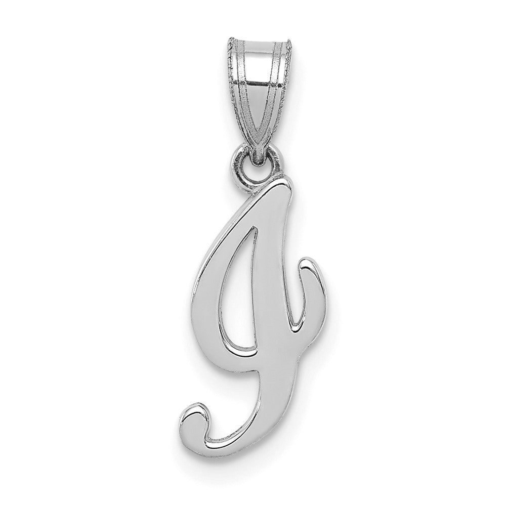 Dije con Letra "I" en Oro Blanco de 14K con Diseño en Escritura