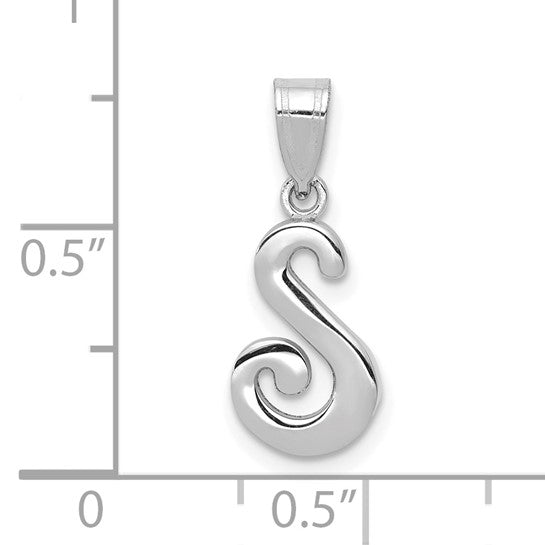 Colgante de Oro Blanco de 14k con la Inicial "S" en Estilo Script