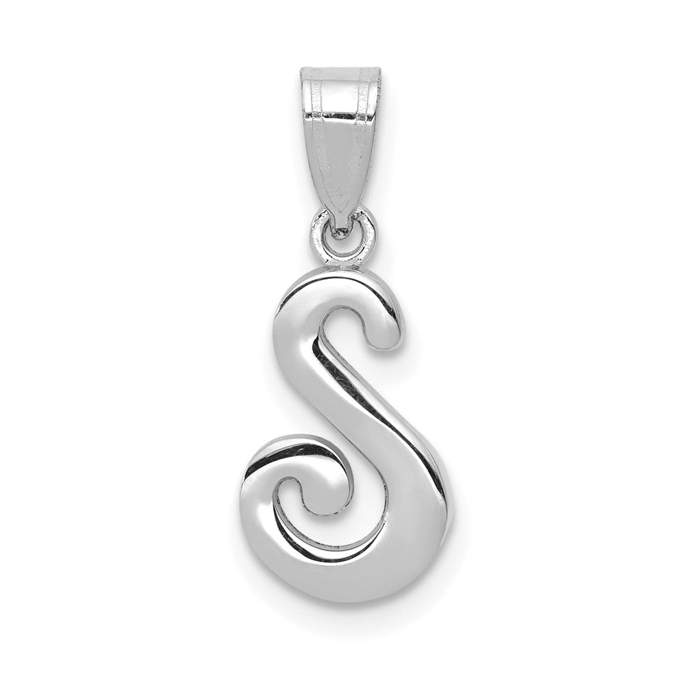 Colgante de Oro Blanco de 14k con la Inicial "S" en Estilo Script